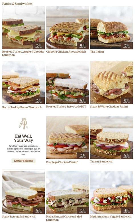 panera menu